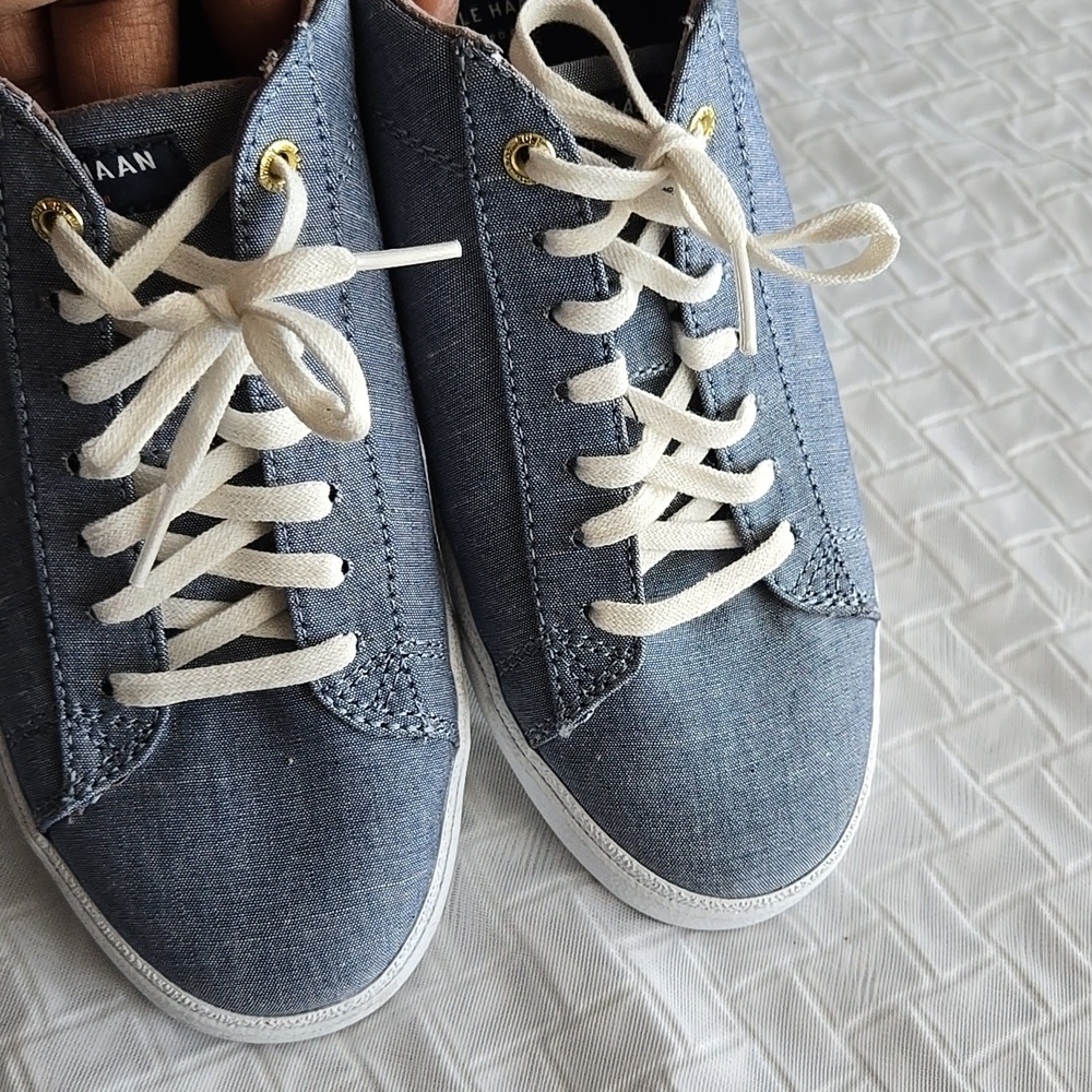 Cole Haan Grayish Blue Canvas Sneakers Tennis Prep Preppy Casual - Picture 3 of 7